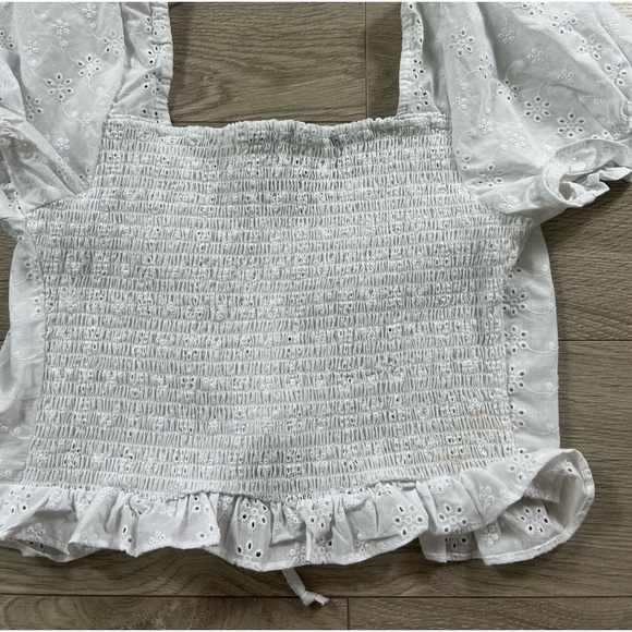 Fashion Nova Beachside Picnics Eyelet Lace Top White - Picture 7 of 11